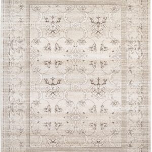 Rugs.com Miranda Collection Rug – 9' x 12' Ivory Medium Rug Perfect for Living Rooms, Large Dining Rooms, Open Floorplans