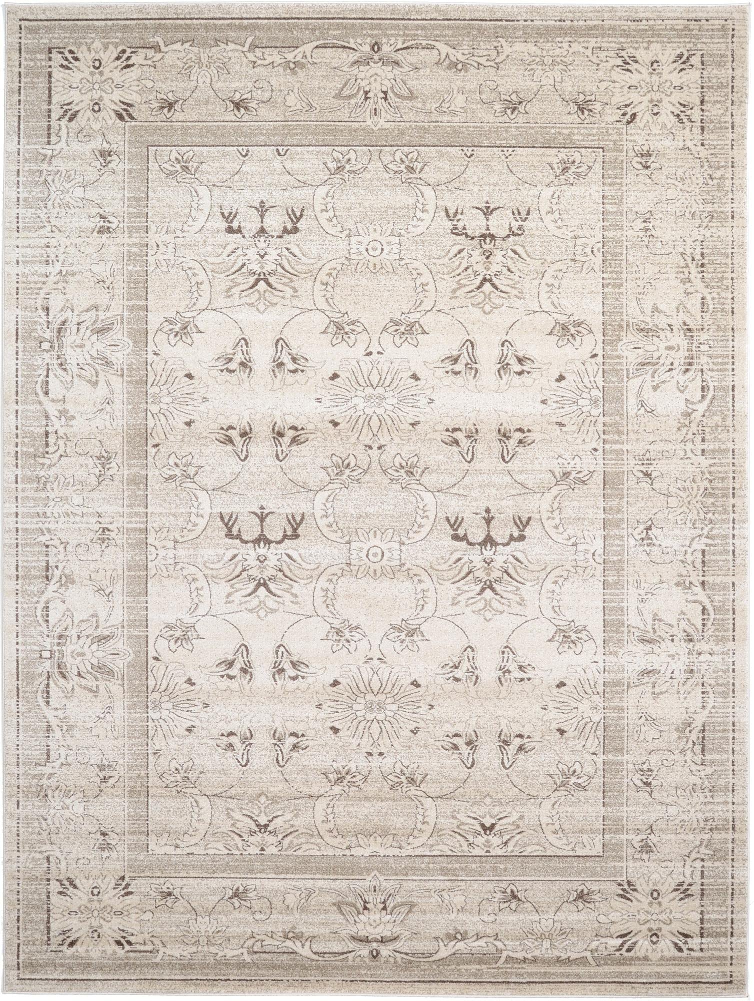 Rugs.com Miranda Collection Rug – 9' x 12' Ivory Medium Rug Perfect for Living Rooms, Large Dining Rooms, Open Floorplans