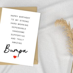 Bumpa Birthday Card - Poem Birthday Card To Amazing Bumpa - Birthday Card For Bumpa - Poem Card - Gift For Him - Father's Day Gift - Bumpa Card