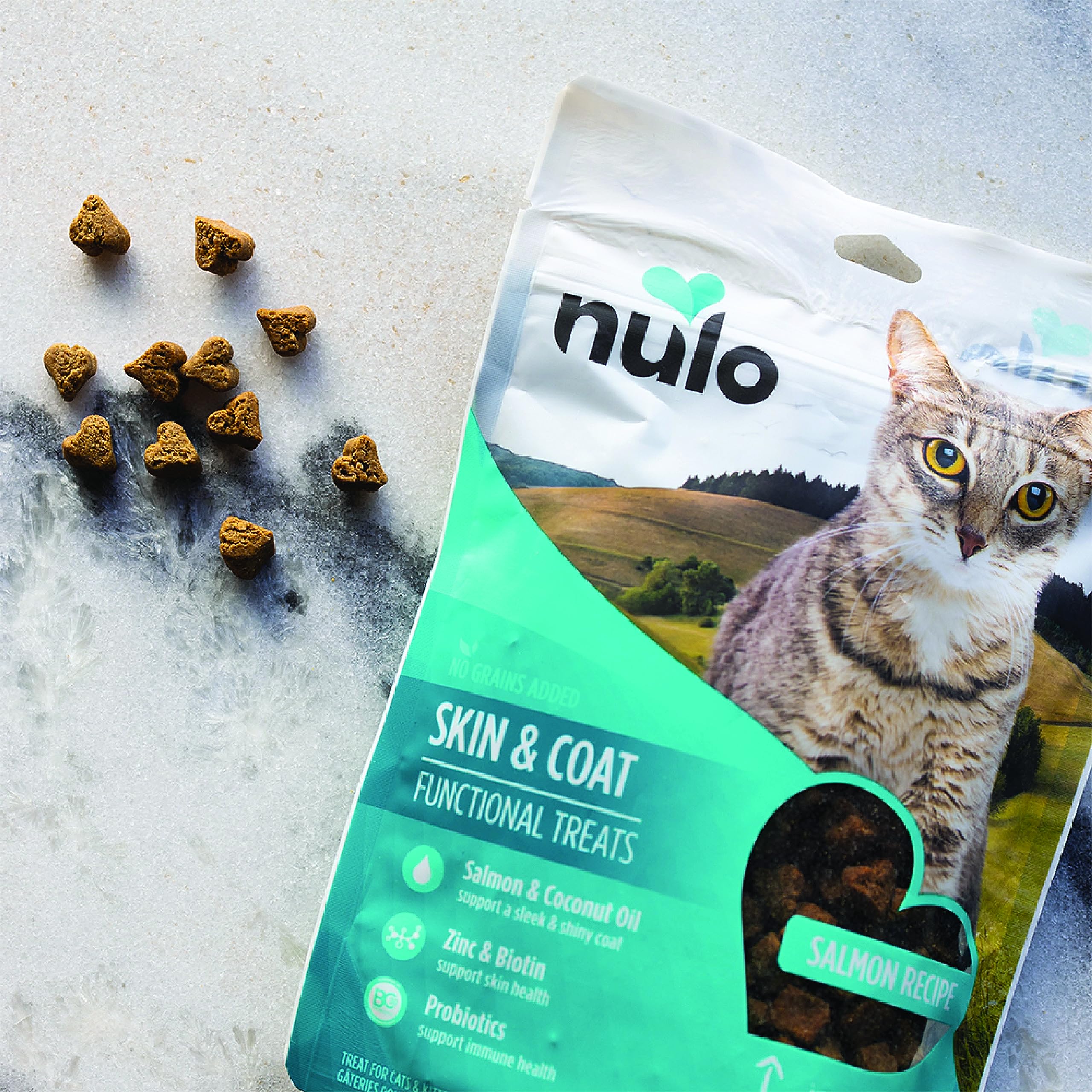 Nulo Skin & Coat Functional Treats Grain-Free Salmon Recipe with Zinc & Probiotics for Cats & Kittens 4oz