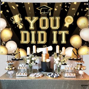 KatchOn, Black You Did It Banner 2024 - XtraLarge, 72x44 Inch | 2024 Graduation Banner, Black and Gold Graduation Decorations Class of 2024 | Congratulations Banner, 2024 Graduation Party Decorations