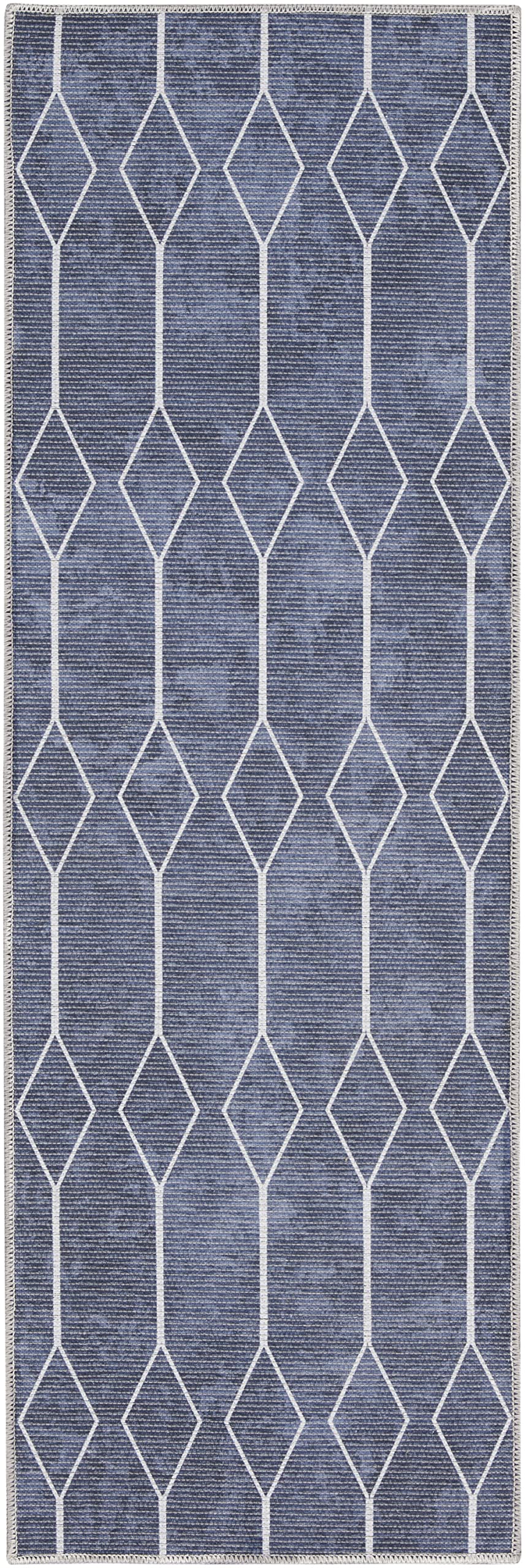 Nicole Curtis Machine Washable Series 1 Geometric Navy 2' x 6' Area -Rug, Easy -Cleaning, Non Shedding, Bed Room, Living Room, Dining Room, Kitchen (2x6)