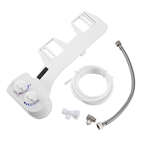 Absbidet Attachment for Toilet, Double Knob Toilet Bidet with Self Cleaning Function, Simple Installation ABS Attachment Single Nozzle Bidet for 2 Piece Toilet(G3/8)