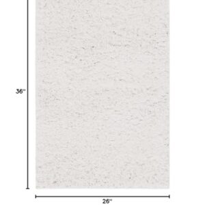 Rugs.com Zermatt Shag Collection Rug – 2' 2 x 3' White Shag Rug Perfect for Entryways, Kitchens, Breakfast Nooks, Accent Pieces