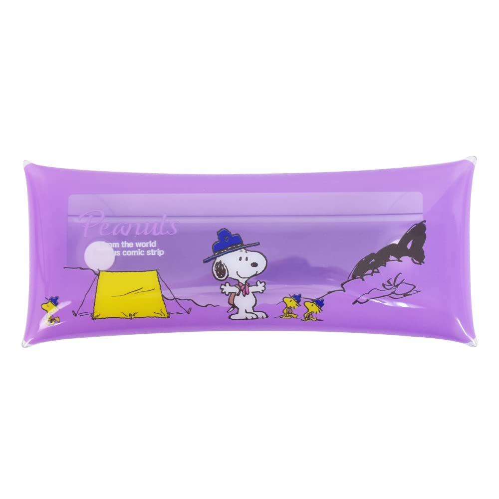 Snoopy 0234 Women's Pen Case, Pencil Case, Accessory Holder, Glasses Case, Clear Multi Case, L, Slim, Purple (SPZ-3115)