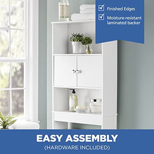 JUANMAO Bathroom Triple Shelf Storage Cabinet, Over The Toilet Storage, White