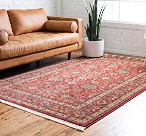 Rugs.com Chelsea Collection Rug – 5' x 8' Red Medium Rug Perfect for Bedrooms, Dining Rooms, Living Rooms