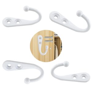 Hitefu 15PCS White Wall Mounted Coat Hooks, Heavy Duty Metal Single Prong Robe Hook, Rustproof Wall Hanger Hooks for Towel Hat Bag on Livingroom, Bathroom, Kitchen