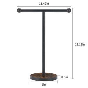 YINMIT Hand Towel Holder Stand, Matte Black T-Shape Free Standing Hand Towel Holder for Bathroom with Heavy Base, Height 15” Wood Countertop Towel Holder for Bathroom Kitchen Countertop Vanity