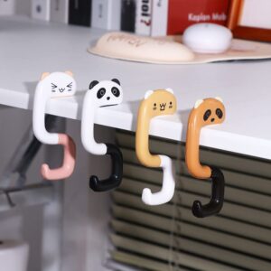 Storage Hook, Kawaii Hook, Plastic Handbag Hanger, Cat Panda Table Hook, Decorative Purse Hooks, Folding Key Holder(Pink Cat)