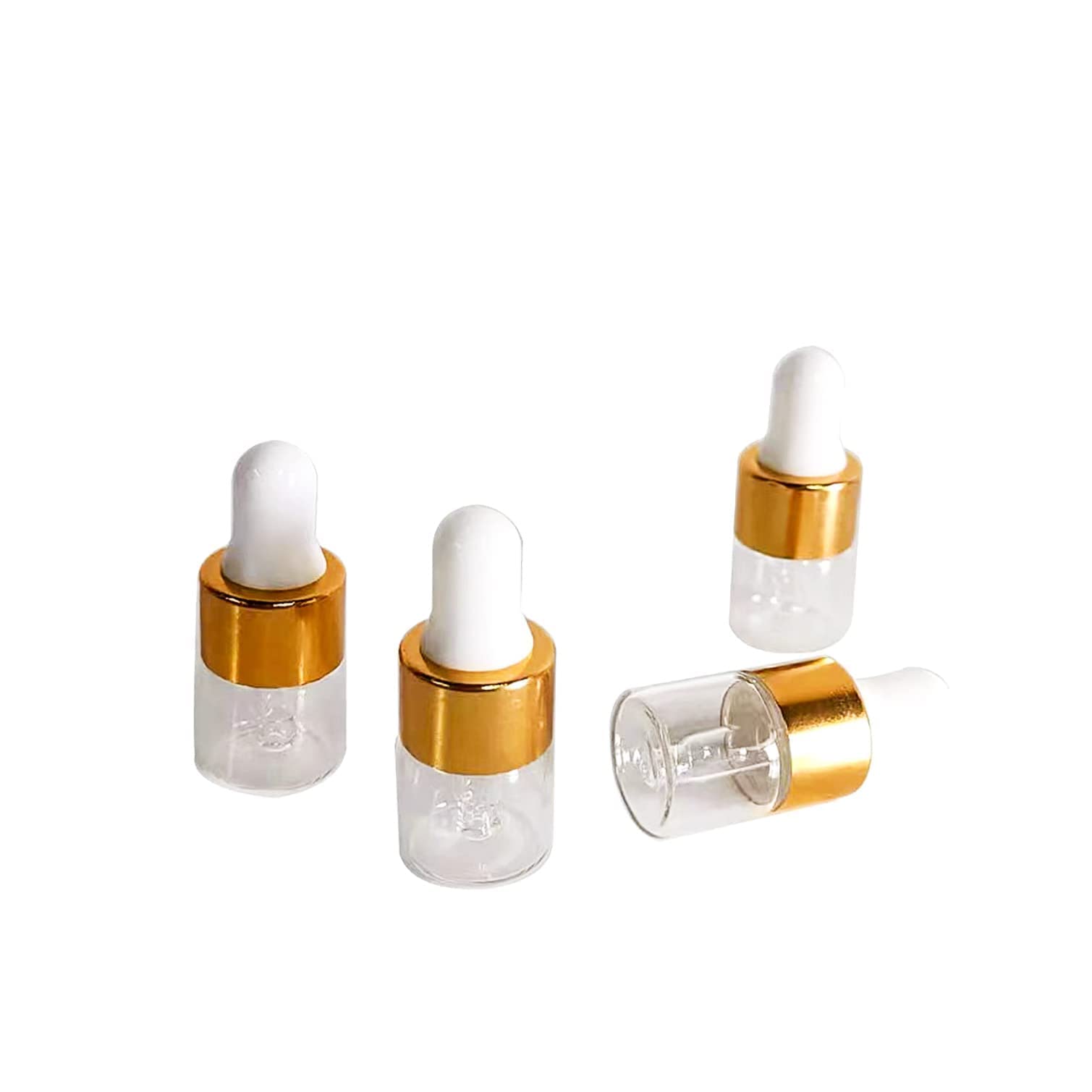 BEGIKET 50PCS Transparent Sample Dropper Bottles, 1 ml Mini Essential Oil Dropper Bottle with 2 Plastic Droppers, Used for Travel Essential Oil, Perfume and Cosmetic Liquid