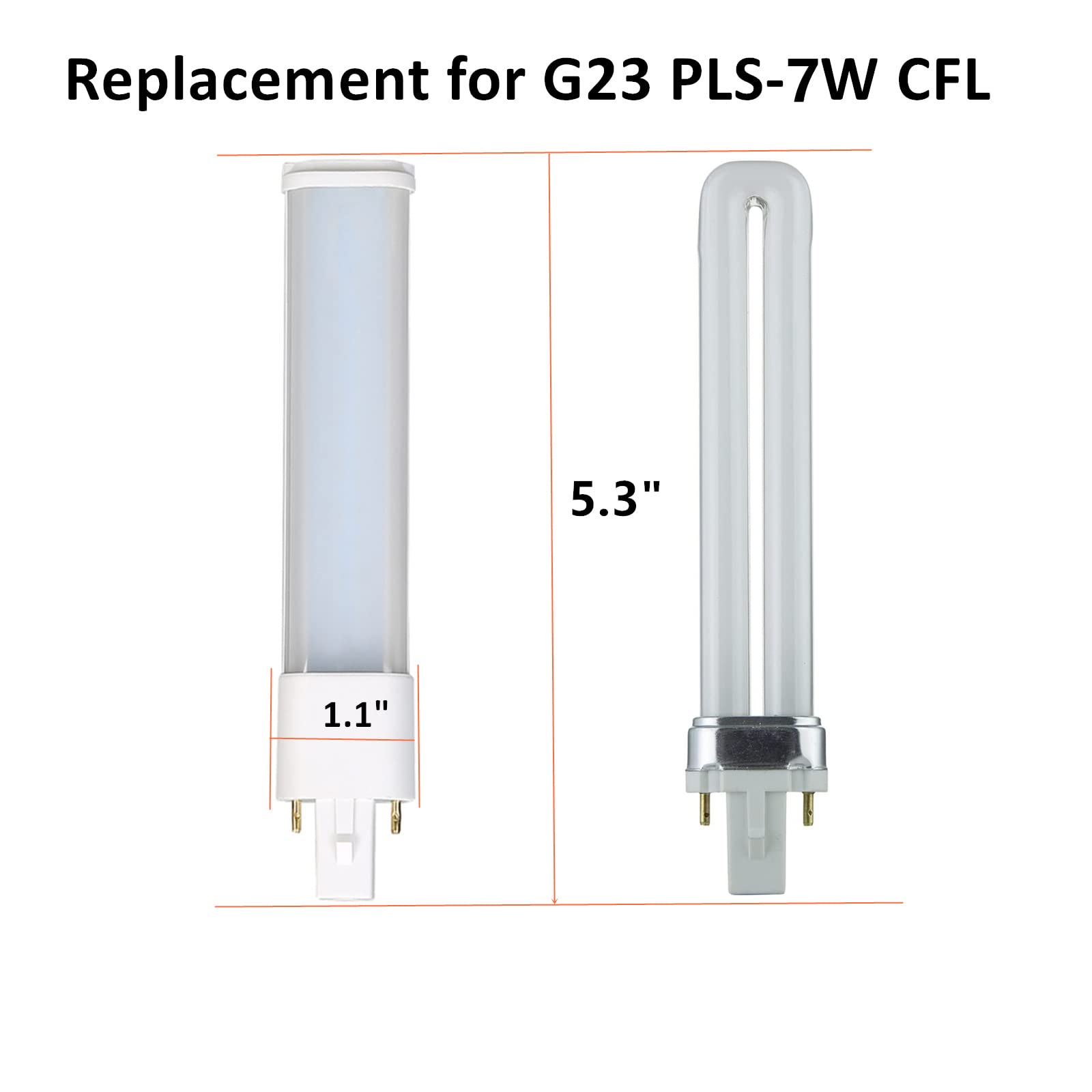 SATZOL 2 Pack G23 LED Bulb 4W 400LM Warm White AC120V 2pin G23 LED PL Bulb, 7W CFL Equivalent, Plug and Play Compatible with The Ballast