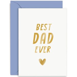 old english co. special father's day card for dad - best dad ever gold foil heartfelt card for dad - special birthday card for dad from son or daughter - to the best dad | blank inside envelope