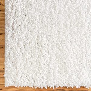 Rugs.com Zermatt Shag Collection Rug – 2' 2 x 3' White Shag Rug Perfect for Entryways, Kitchens, Breakfast Nooks, Accent Pieces