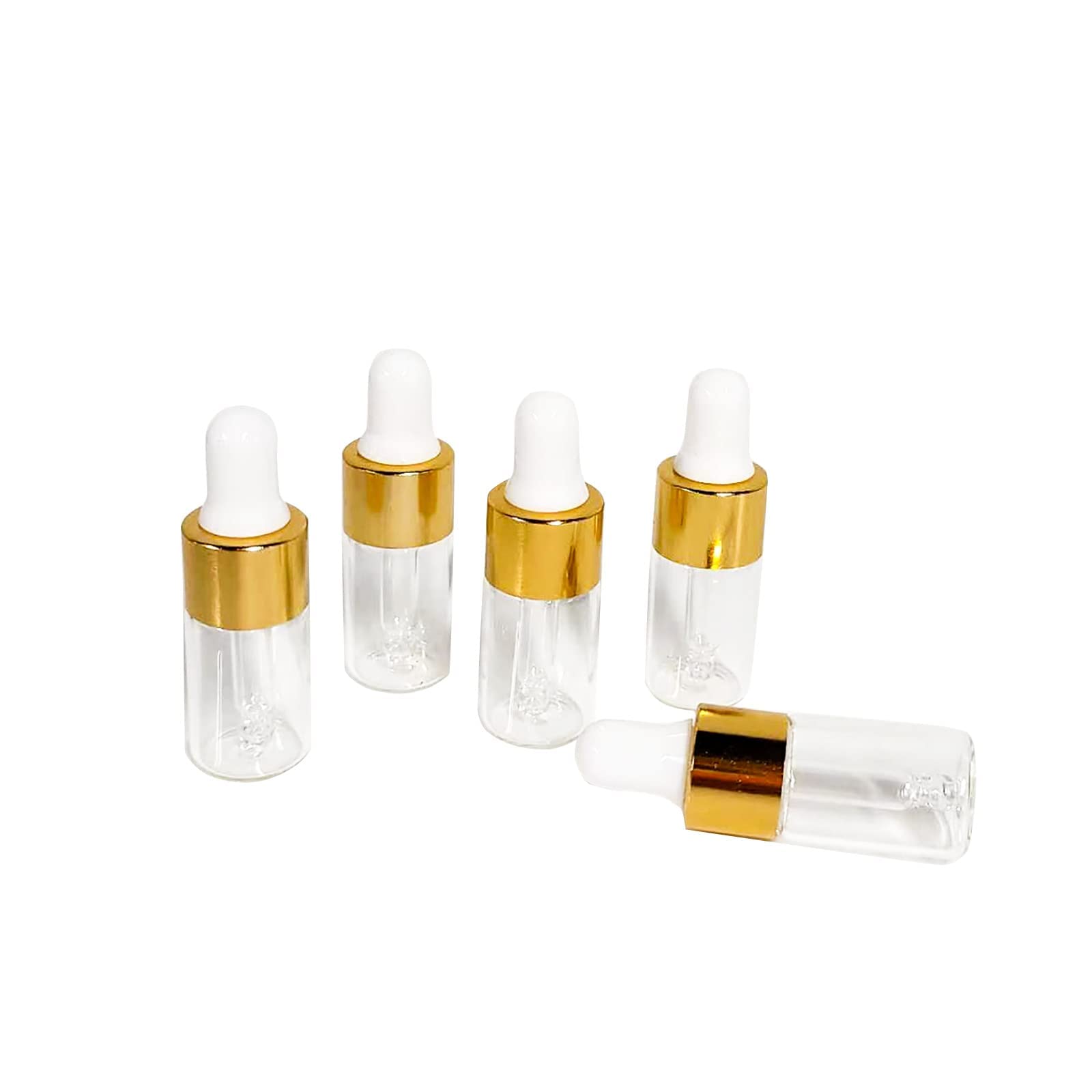 BEGIKET 50PCS Transparent Sample Dropper Bottles, 3 ml Mini Essential Oil Dropper Bottles, Perfume Bottles with 2 Plastic Droppers for Travel Test Samples