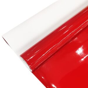 Glossy Mirrored Faux Leather Roll 11.8"x53"(30xmx135cm) Solid Color Shiny Vinyl for DIY Bows Earrings Crafts (Red)