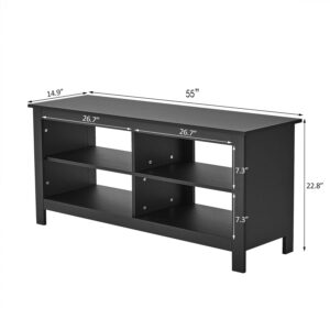 Panana TV Stand, Moden 4 Cubby TV Stand for 60 inch TV, Farmhouse Television Stands Entertainment Center Media Stand with Storage TV Table Stand for Living Room