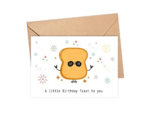 a little birthday toast to you card - funny birthday card for friend - bread toaster - cute birthday card - gift for for coworker - workmate card for him - happy birthday card