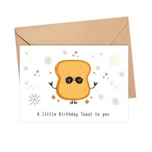 A Little Birthday Toast To You Card - Funny Birthday Card For Friend - Bread Toaster - Cute Birthday Card - Gift For For Coworker - Workmate Card For Him - Happy Birthday Card