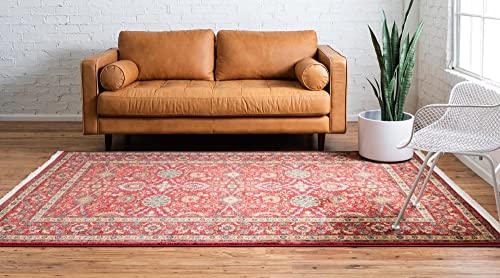 Rugs.com Chelsea Collection Rug – 5' x 8' Red Medium Rug Perfect for Bedrooms, Dining Rooms, Living Rooms