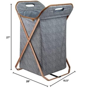 CleverMade Laundry Hamper; X-Frame Laundry Basket with Removable Bag; Stylish Room Decor for Home, Apartment, or Dorm Room, Heather Grey