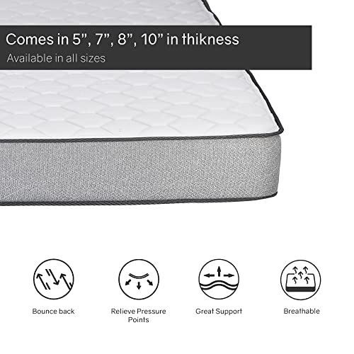 Greaton, 5/7/8/10 Inch Medium Firm High Density Foam Mattress, Comfortable Mattress for Cooler Sleep Supportive & Pressure Relief, Full XL, White