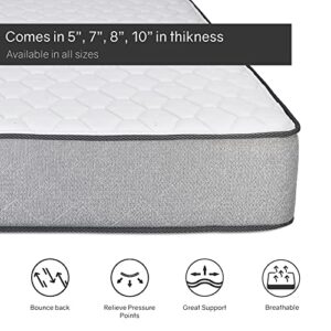 Greaton, 5/7/8/10 Inch Medium Firm High Density Foam Mattress, Comfortable Mattress for Cooler Sleep Supportive & Pressure Relief, Full XL, White