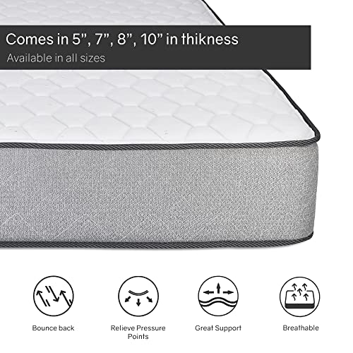 Greaton, 5/7/8/10 Inch Medium Firm High Density Foam Mattress, Comfortable Mattress for Cooler Sleep Supportive & Pressure Relief, Full, White