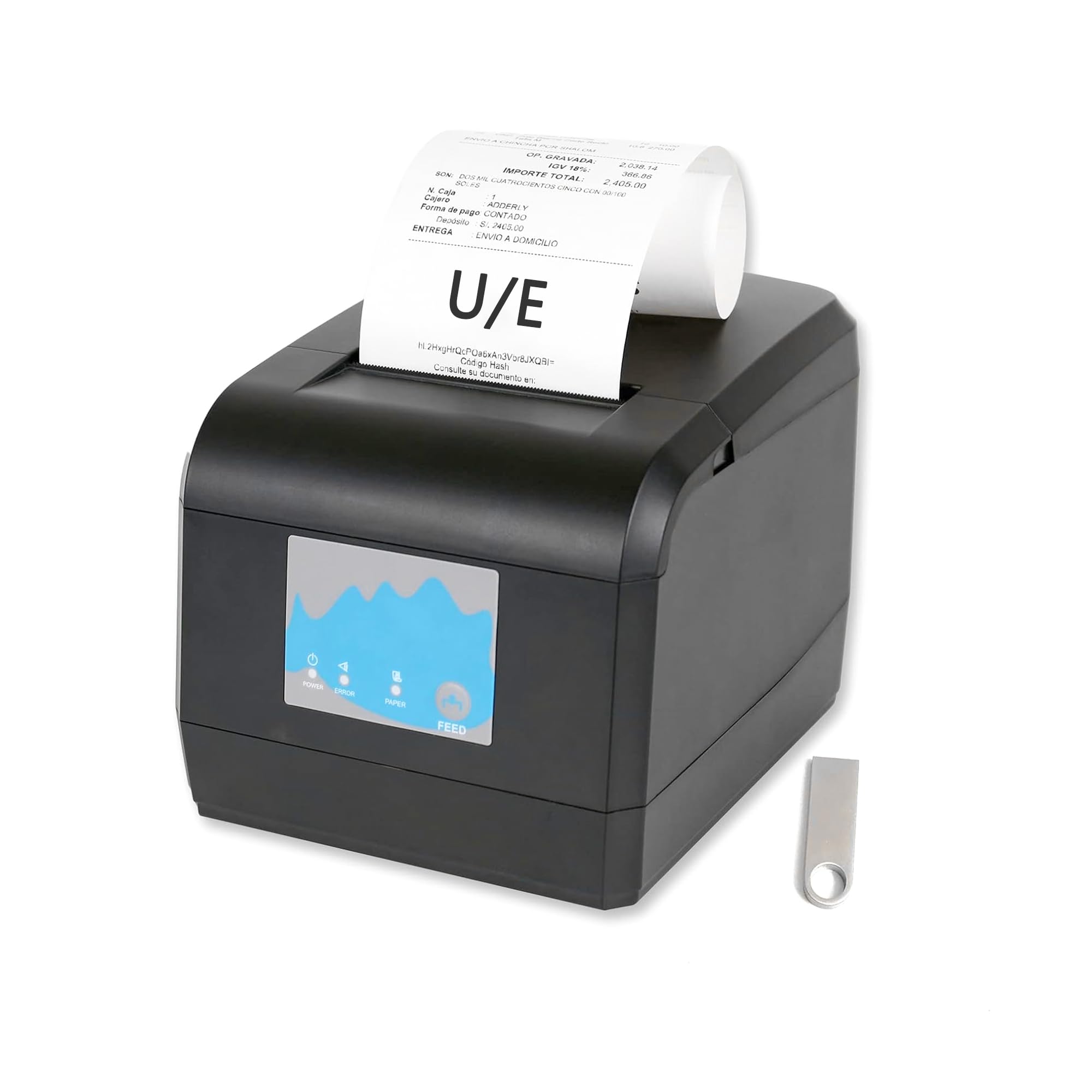 ZYWELL Thermal Receipt Printer, ZY908 Pos Printer, 80mm Direct Thermal, USB Ethernet Port, Support Windows/Mac/Android,No Square