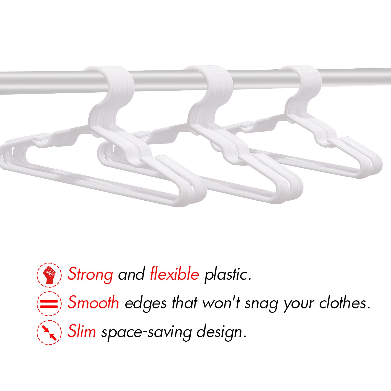 Baby Hangers for Closet - 11.4 Inch 100 Pack Plastic Kids Hangers - Children Hangers & Infant Hangers & Toddler Hangers for Clothes (White)