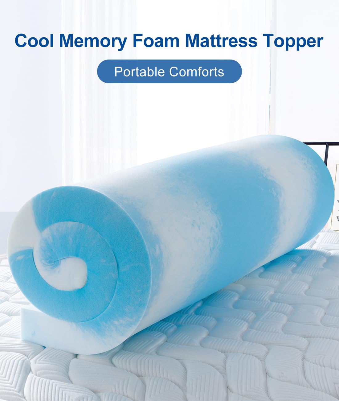 BedStory 3 inch Memory Foam Mattress Topper King, Cooling Gel Mattress Topper, Memory Foam Bed Topper, Soft Foam Topper Mattress Pad for Back Pain, Pressure Relieve, CertiPUR-US