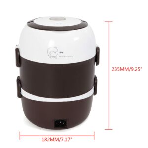 DYRABREST Portable Lunch Box Rice Cooker Steamer 3 Layer 110V/2L Stainless Steel Inner Pot