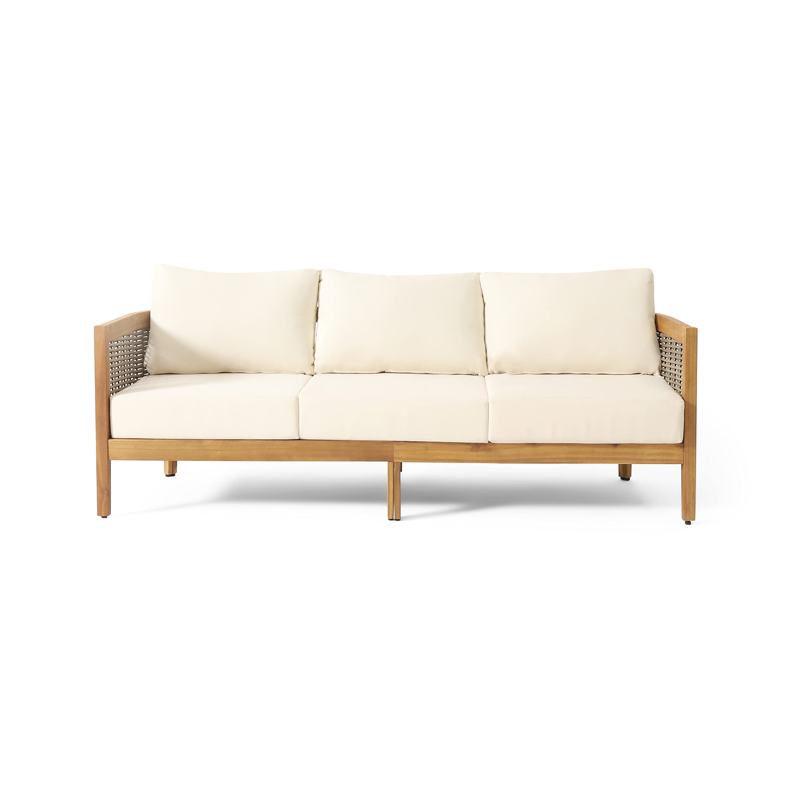 Christopher Knight Home Burchett Sofas, Teak + Mixed Brown + Beige