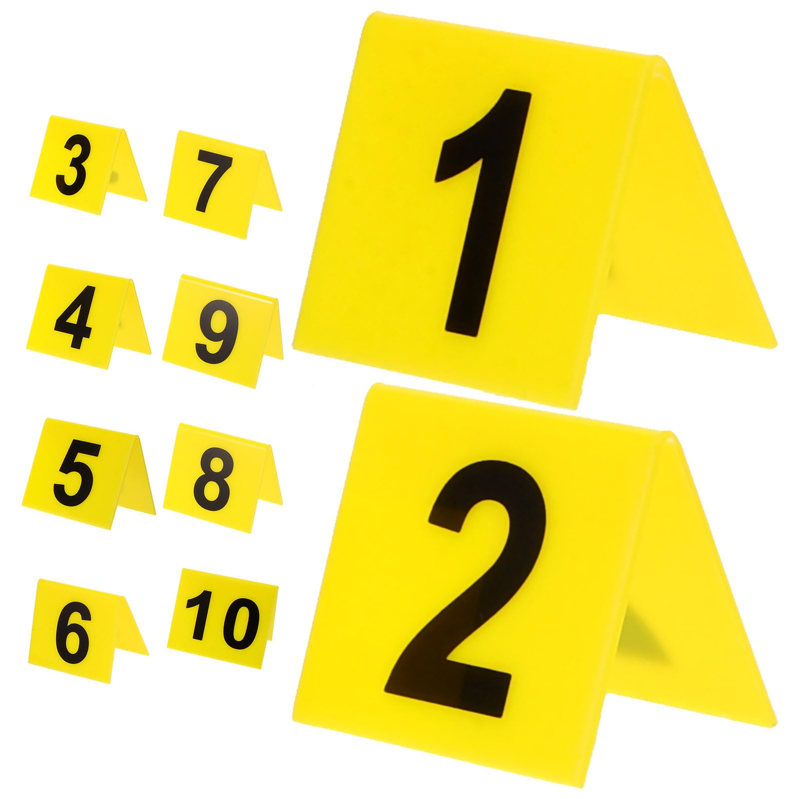 15Pcs Acrylic Table Number 1-15, Evidence Markers Crime Scene, Stackable Table Tent for Clue Game Theme Halloween Party Supplies, Yellow