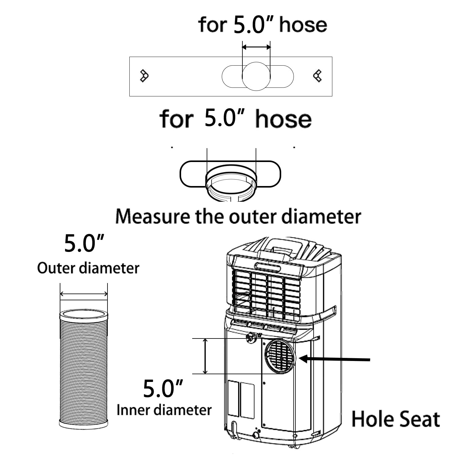 gulrear Sliding Door Air Conditioner Kit,2023 New Upgrade 6 plates Seamless Slot Style Portable Air Conditioner Sliding Door Vent Kit Max Adjustable Length 95 Inch, Suit for 5.1Inch Exhaust Hose