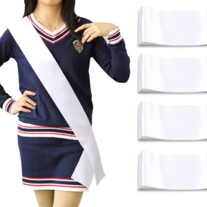 4 Pack White Blank Sashes,Plain Satin Sash for Pageants,Senior Sash,Custom Sash,DIY Personalized Sash for Prom,Birthday Party Decorations.