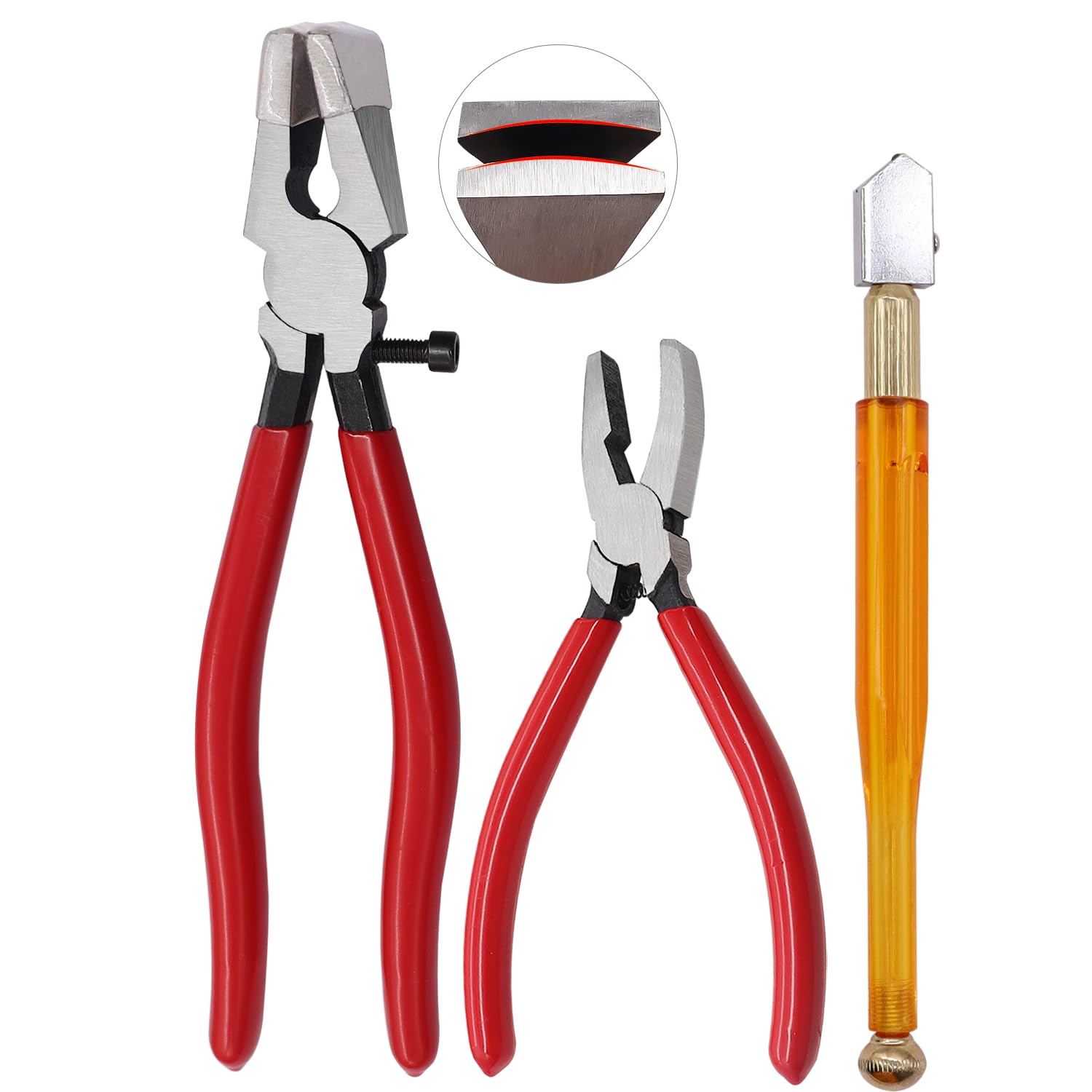 weideer Glass Running Breaking Pliers Glass Breaker Grozer Pliers Class Cutter Kit with Oil Feed Glass Cutter for Stained Glass Fusing Breaking