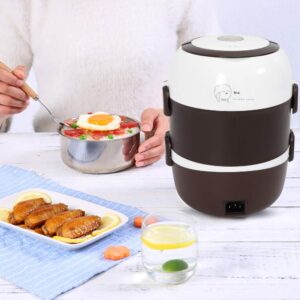 DYRABREST Portable Lunch Box Rice Cooker Steamer 3 Layer 110V/2L Stainless Steel Inner Pot