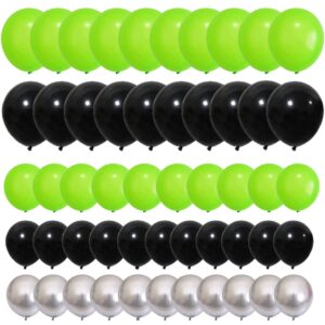 lime green, metallic silver, black balloons set - 117pcs fruit lime green balloons garland video game party for boy men video gaming tropical safari birthday graduation halloween party decorations