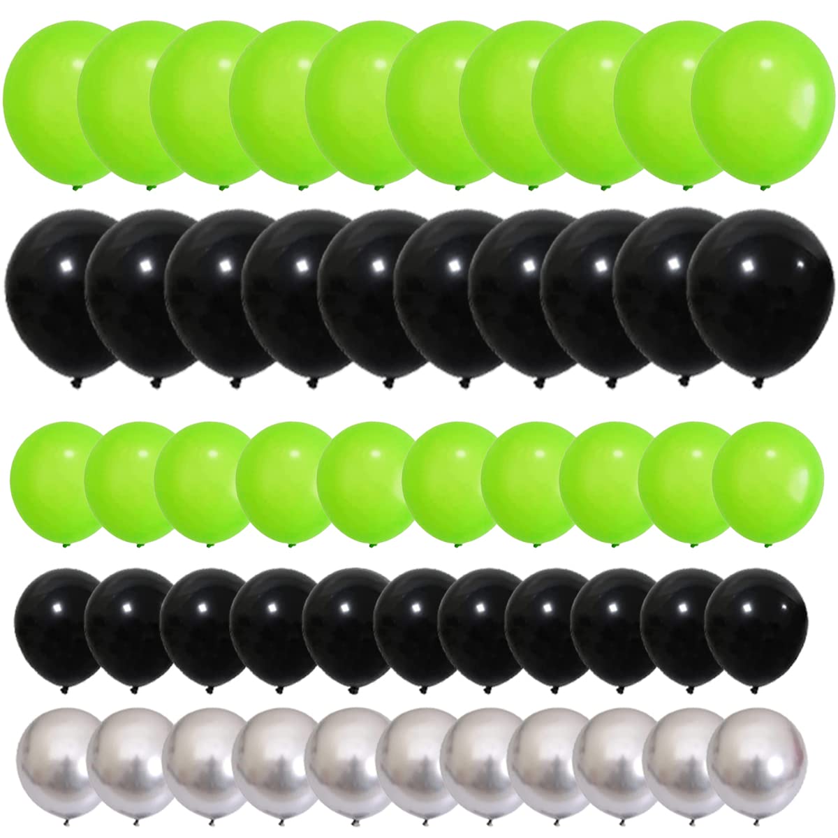 Lime Green, Metallic Silver, Black Balloons Set - 117PCS Fruit Lime Green Balloons Garland Video Game Party for Boy Men Video Gaming Tropical Safari Birthday Graduation Halloween Party Decorations