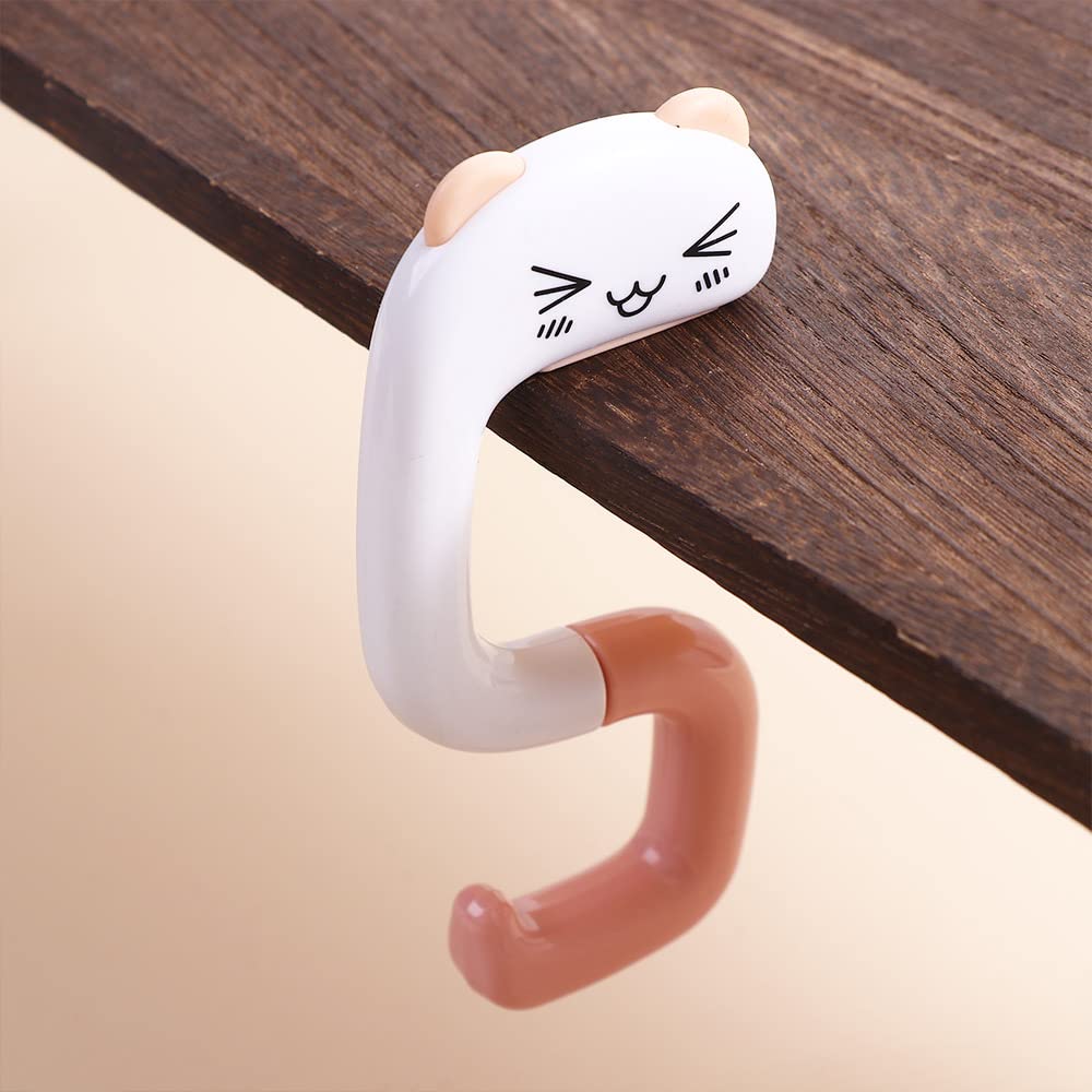 Storage Hook, Kawaii Hook, Plastic Handbag Hanger, Cat Panda Table Hook, Decorative Purse Hooks, Folding Key Holder(Pink Cat)