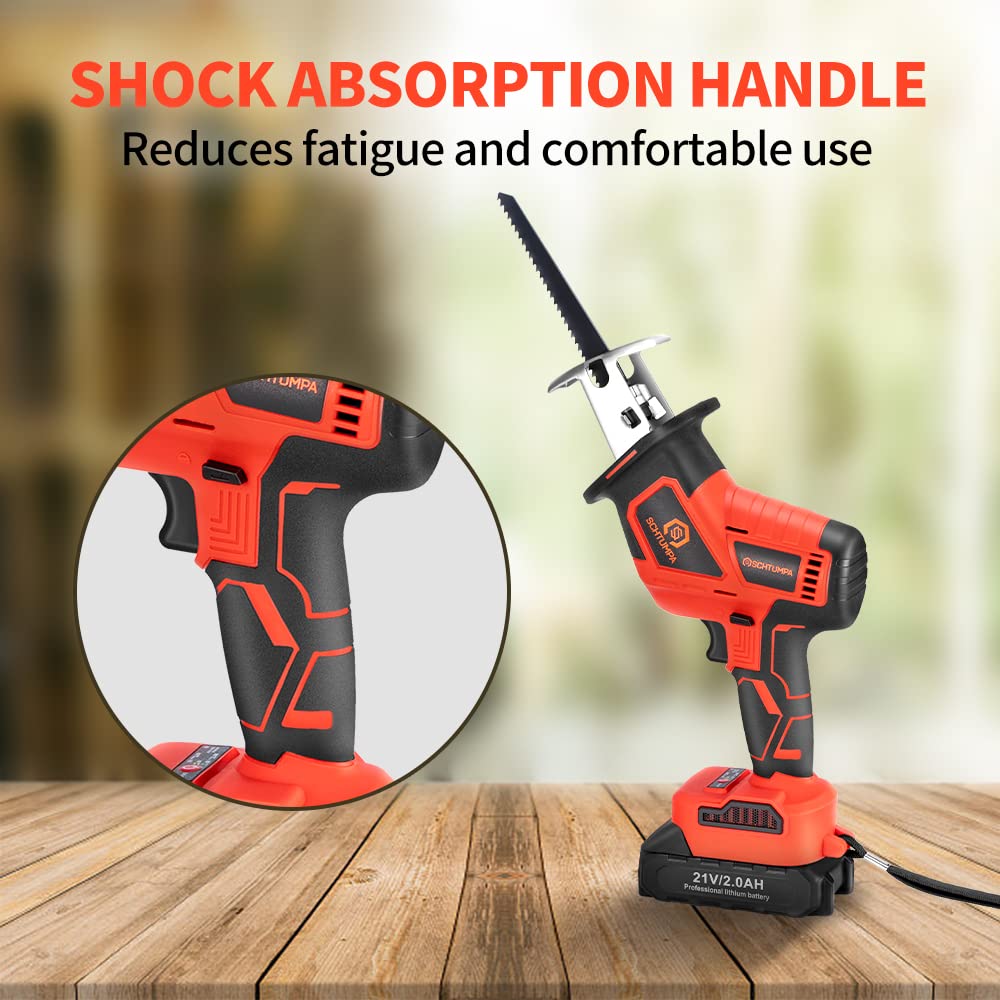 21V Cordless Reciprocating Saw (Brushless Motor),2-Speed mode Reciprocating Saw with 2Ah Battery and Charger for Wood/Metal/PVC Cuting（Compatible with Makita Battery）