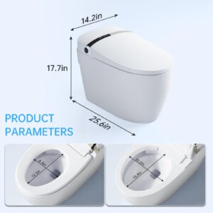 Smart Toilet,Auto Flush, Heated Bidet with Temperature Controlled Wash Functions, Pre-Wet, Warm Air Dryer, Soft Closing Seat,Energy-Saving Electric Tankless Toilets with LED Display