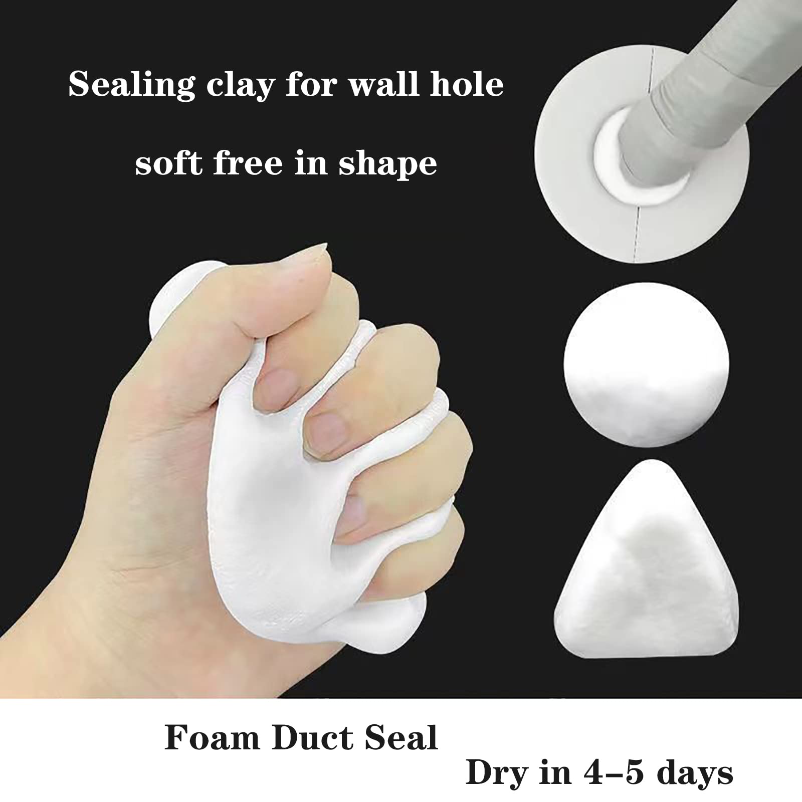 Duct Seal Repair Sealing Clay 5 Pack White Seal Putty, Quick Mending Mud for Drain Connection, Wall Hole, Air Conditioning Hole