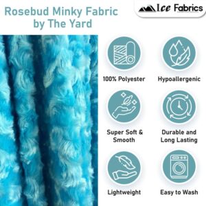 Ice Fabrics Rosebud Minky Fabric by The Yard - Soft and Smooth 58/60" Extra Wide Navy Blue Minky Fabric for Blankets, Apparel, Baby Accessories, Throws, Pillows & More - Navy Blue - 1 Yard