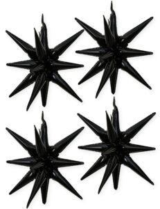 house of party black star balloon 4 pcs - foil star balloons metallic shine | star mylar spike balloons for graduation decorations, birthday & bachelorette party supplies