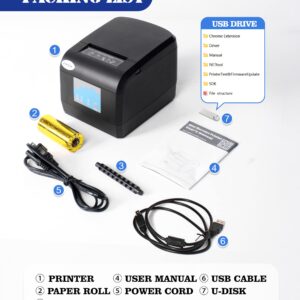 ZYWELL Thermal Receipt Printer, ZY908 Pos Printer, 80mm Direct Thermal, USB Ethernet Port, Support Windows/Mac/Android,No Square