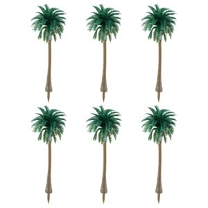 bitray model coconut palm tree 2.8" height mini scenery plastic tree building model trees -6pcs