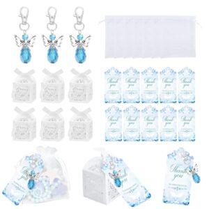 sasbsc 30 set baptism party favors for guest angel keychain with memorial thank you tags gift bags boxes baptism decoration baby shower souvenirs return gifts for boys