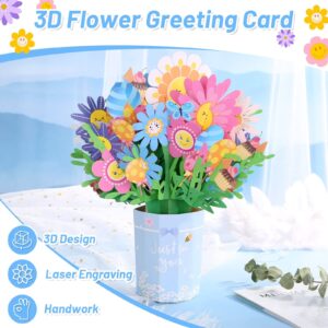 shynek Mother's Day Bouquet Pop Up Cards from Daughter and Son, 3D Flower Card Kids First Mothers Day Greeting Card Mom Birthday Card Women All Occasion Card Envelope and Blank Note Tag